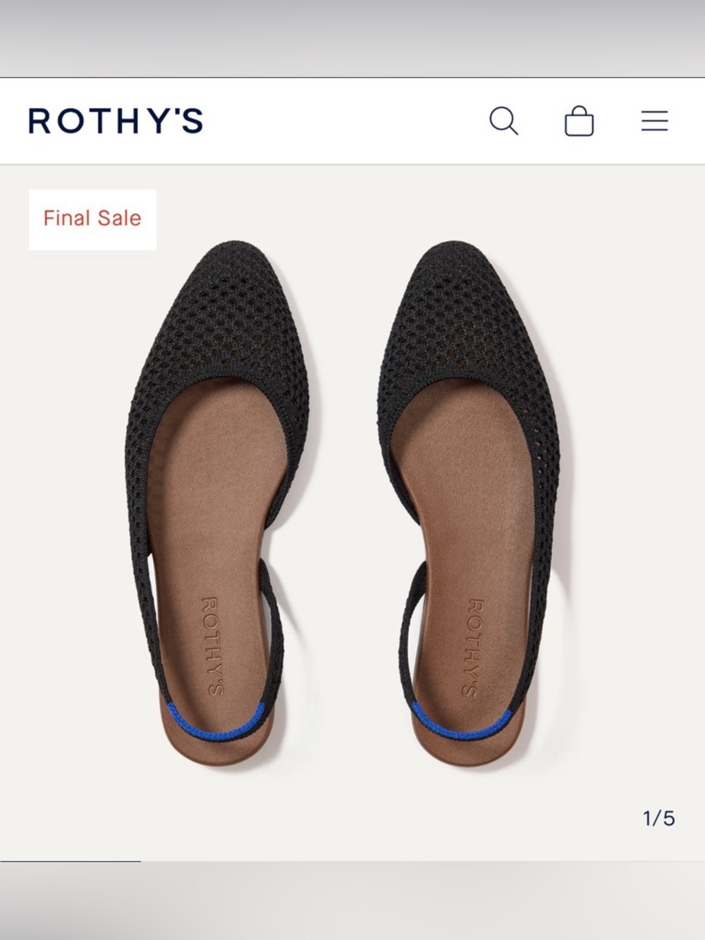 Black Mesh Rothy’s Almond Slingback Flats